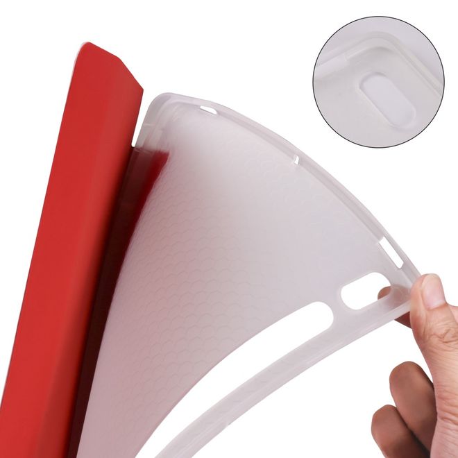 Samsung Galaxy Tab S7+ Hülle - Dreifach faltbares Leder Case mit Stylus Halterung - rot