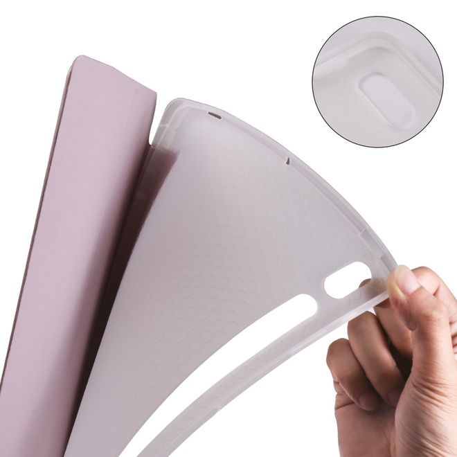 Samsung Galaxy Tab S7+ Hülle - Dreifach faltbares Leder Case mit Stylus Halterung - rosegold