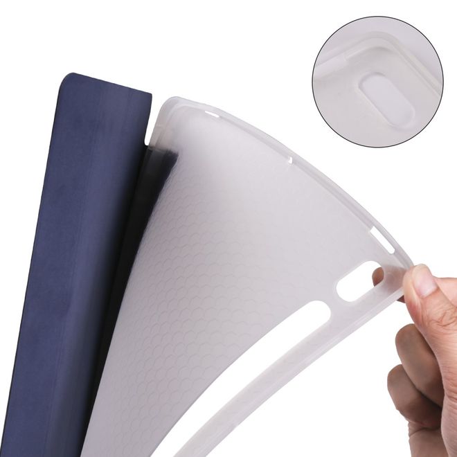 Samsung Galaxy Tab S7+ Hülle - Dreifach faltbares Leder Case mit Stylus Halterung - blau