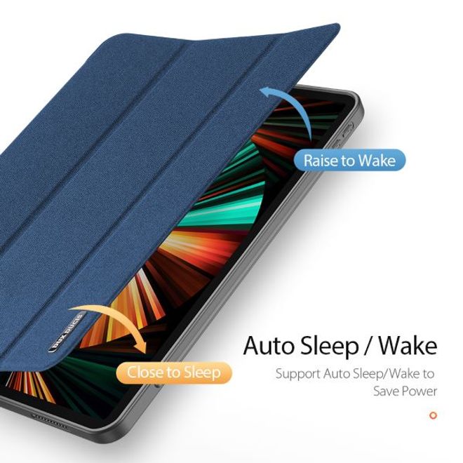 Dux Ducis - iPad Pro 12.9 (2022 / 2021) Hülle - Leder Smart Flip Case - Domo Series - blau