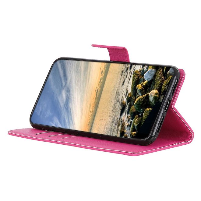 Sony Xperia 5 III Handy Hülle - Litchi Leder Bookcover Series - rosa