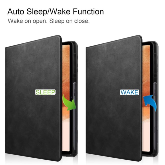 Samsung Galaxy Tab S7 FE Hülle - Leder Bookcover - mit Pen Slot - schwarz