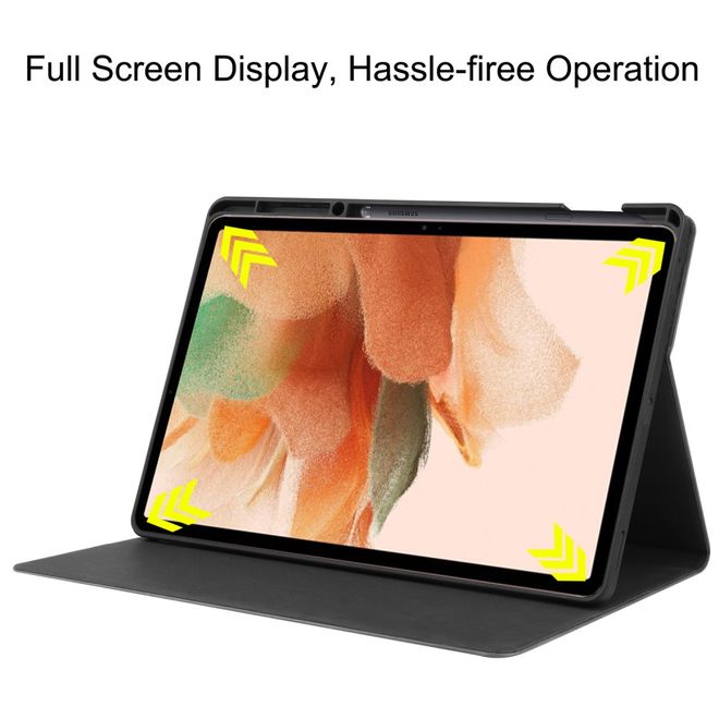Samsung Galaxy Tab S7 FE Hülle - Leder Bookcover - mit Pen Slot - schwarz