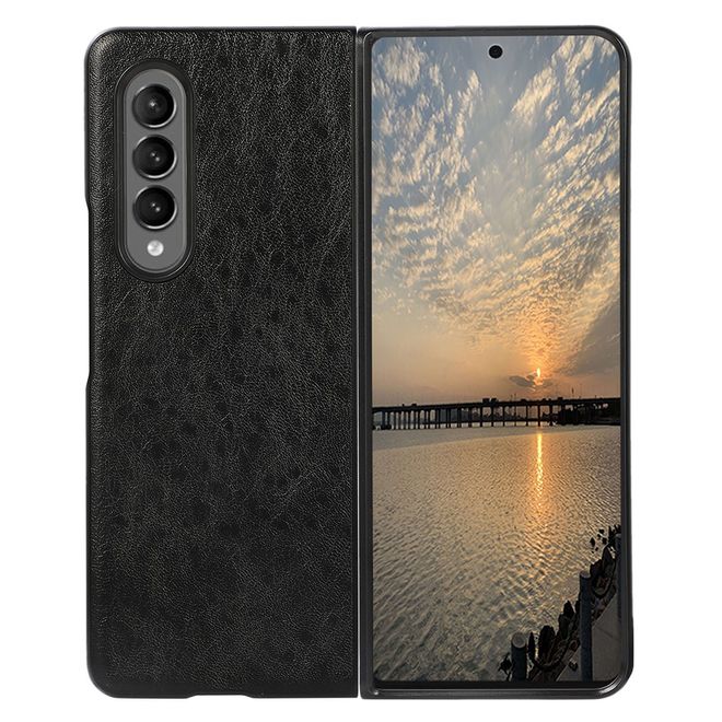 Samsung Galaxy Z Fold3 Hülle - Crazy Horse Leder Hardcase - schwarz