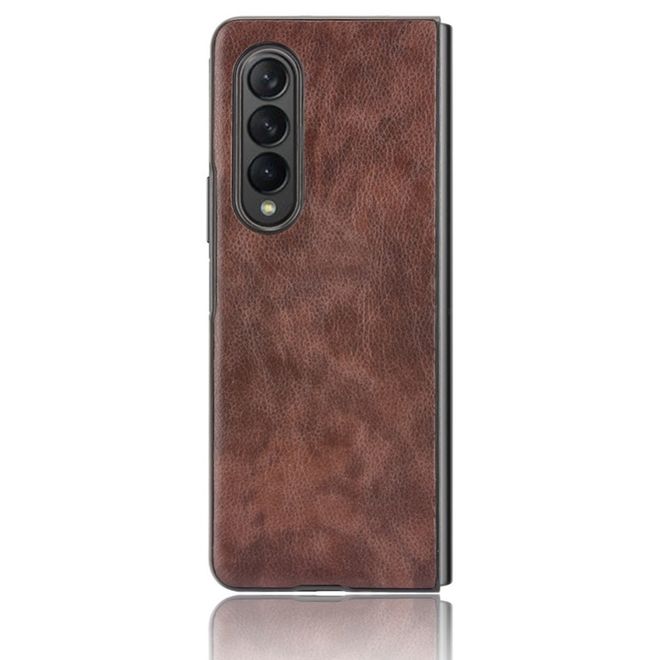 Samsung Galaxy Z Fold3 Hülle - Litchi Leder Hardcase - braun