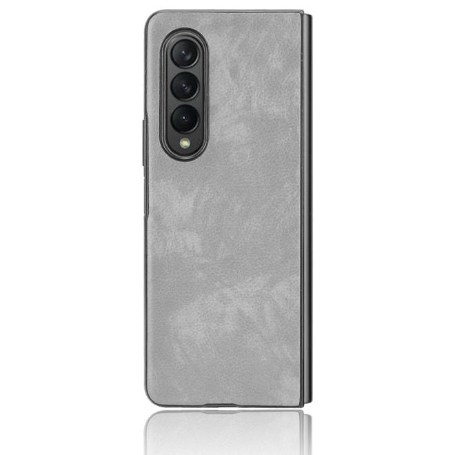 Samsung Galaxy Z Fold3 Hülle - Litchi Leder Hardcase - grau