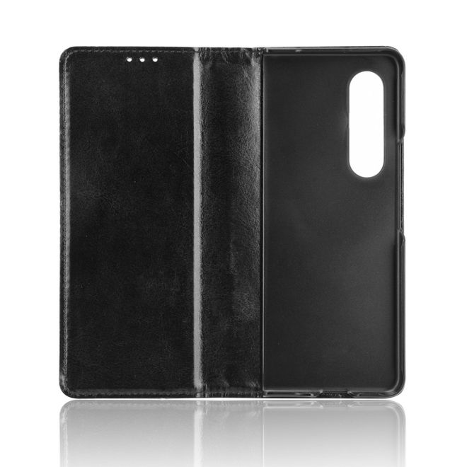 Samsung Galaxy Z Fold3 Hülle - Retro Leder Bookcover - schwarz