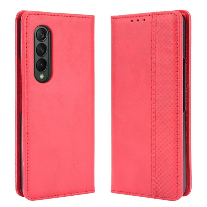 Samsung Galaxy Z Fold3 Hülle - Retro Leder Bookcover - rot