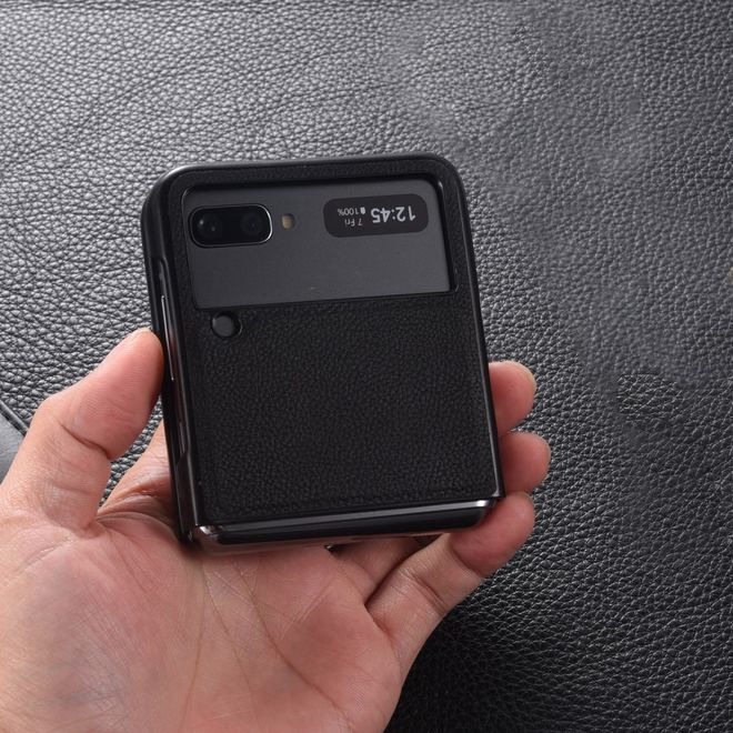 Samsung Galaxy Z Flip3 5G Hülle - Echtleder Hardcase - schwarz