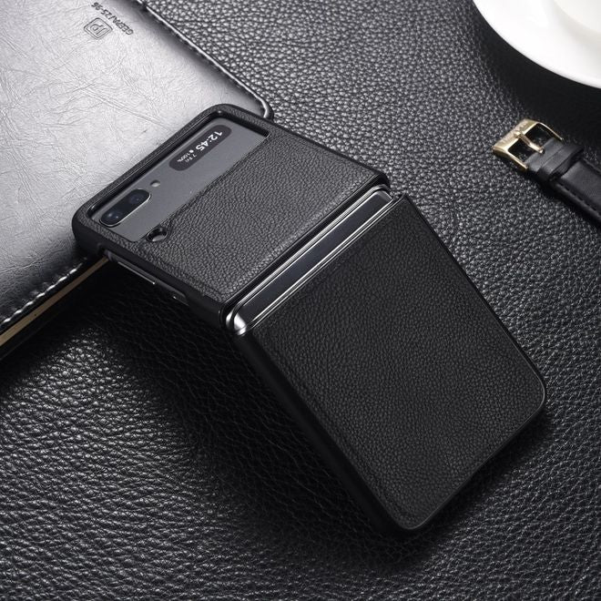 Samsung Galaxy Z Flip3 5G Hülle - Echtleder Hardcase - schwarz