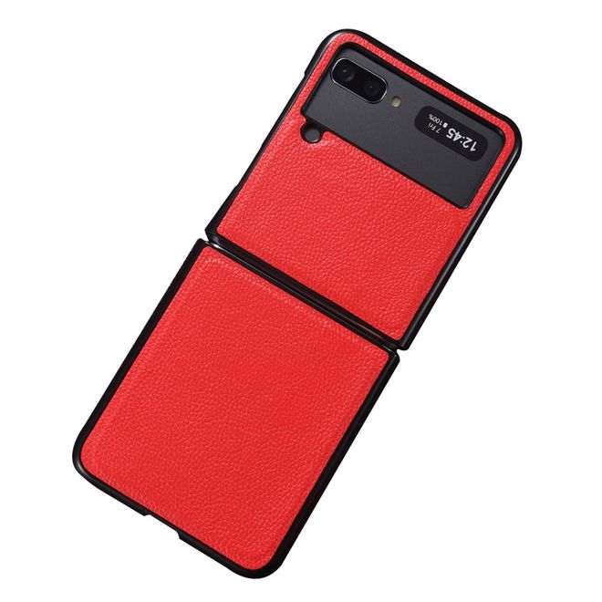 Samsung Galaxy Z Flip3 5G Hülle - Echtleder Hardcase - rot