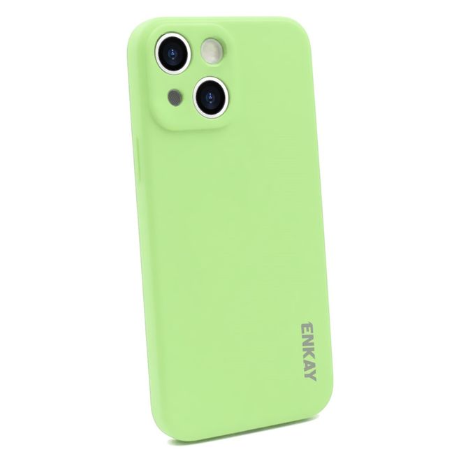Enkay - iPhone 13 Hülle - Silikon Softcase - Solid Color Series - hellgrün