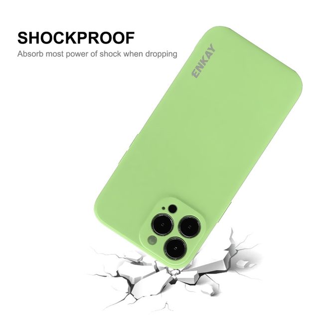 Enkay - iPhone 13 Hülle - Silikon Softcase - Solid Color Series - hellgrün