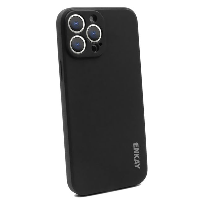 Enkay - iPhone 13 Pro Max Hülle - Silikon Softcase - Solid Color Series - schwarz