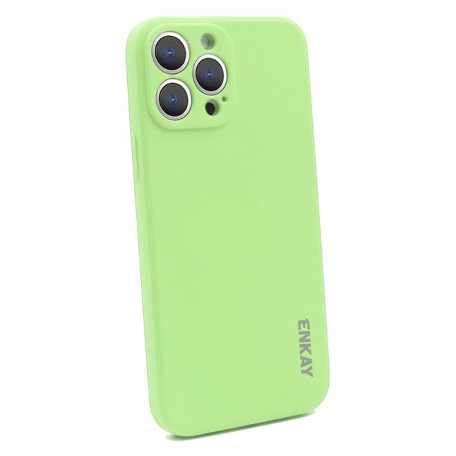 Enkay - iPhone 13 Pro Max Hülle - Silikon Softcase - Solid Color Series - hellgrün