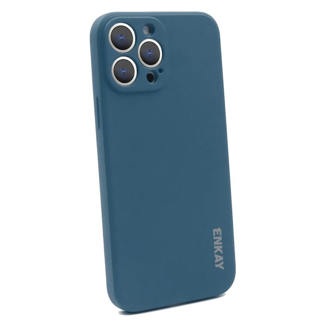 Enkay - iPhone 13 Pro Max Hülle - Silikon Softcase - Solid Color Series - dunkelblau
