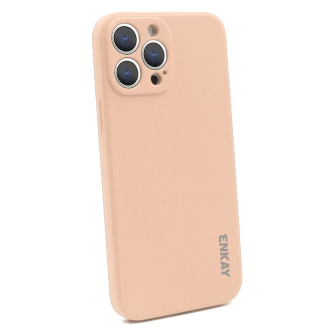 Enkay - iPhone 13 Pro Max Hülle - Silikon Softcase - Solid Color Series - hellpink