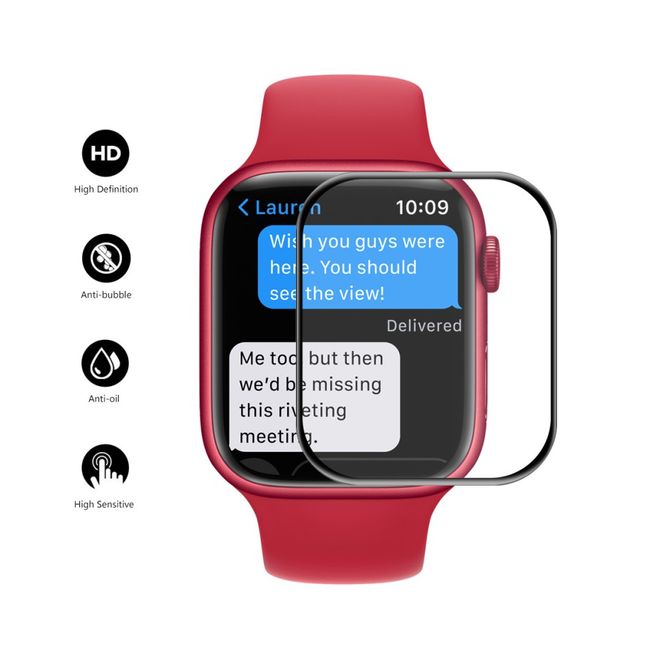 Enkay - Apple Watch (45mm) Schutzfolie - Vollabdeckung - schwarz
