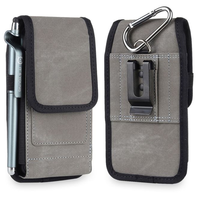 Universelles Etui mit Gürtelclip & RFID Blocking - für 5.5 - 6.7 Zoll Smartphones - grau