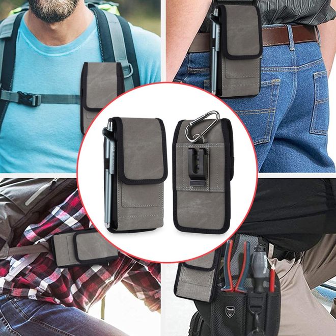Universelles Etui mit Gürtelclip & RFID Blocking - für 5.5 - 6.7 Zoll Smartphones - grau