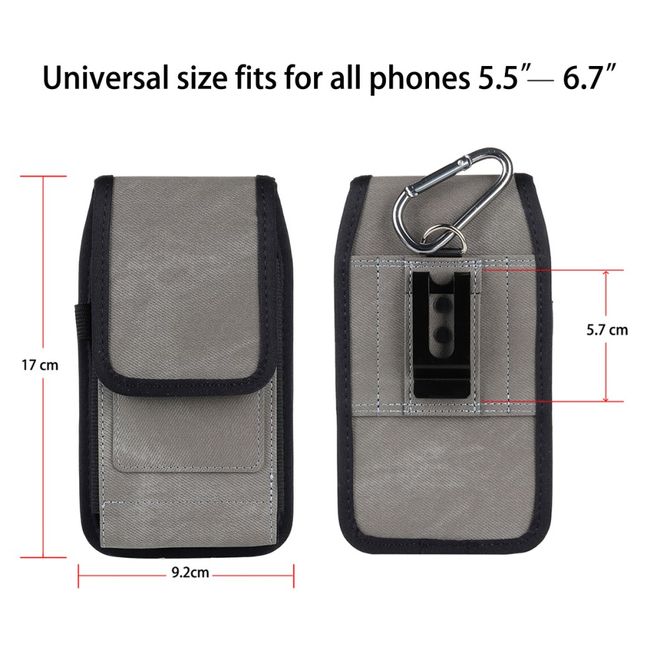 Universelles Etui mit Gürtelclip & RFID Blocking - für 5.5 - 6.7 Zoll Smartphones - grau