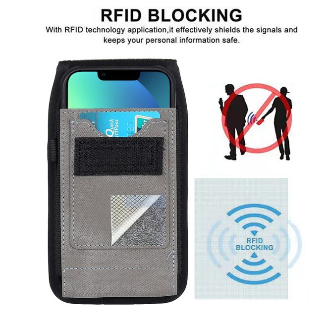 Universelles Etui mit Gürtelclip & RFID Blocking - für 6.0 - 7.0 Zoll Smartphones - grau