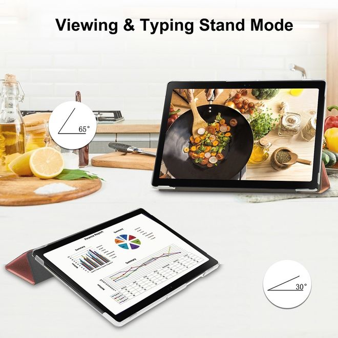 Samsung Galaxy Tab A8 (2021) Leder Hülle - dreifach faltbar - rosegold