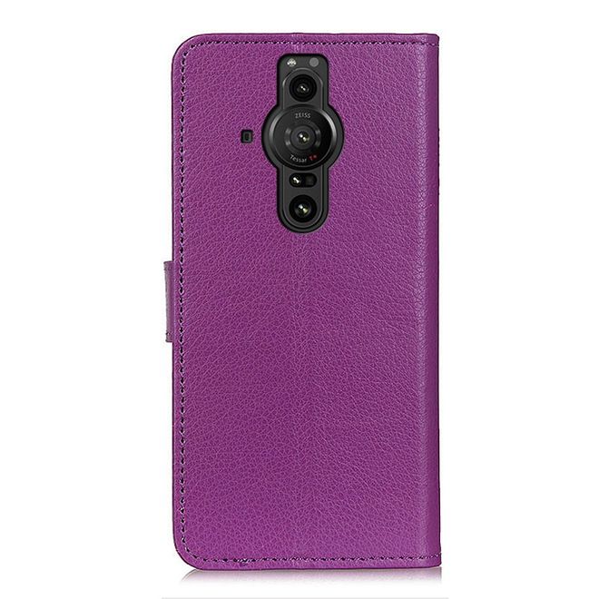 Sony Xperia Pro-I Handy Hülle - Litchi Leder Bookcover Series - purpur