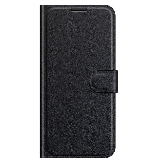 TCL 20 Pro 5G Handy Hülle - Litchi Leder Bookcover Series - schwarz