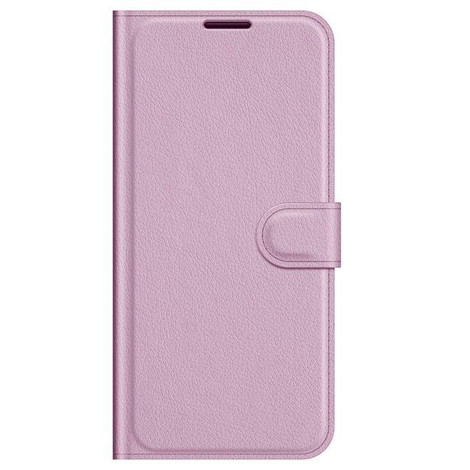 TCL 20 Pro 5G Handy Hülle - Litchi Leder Bookcover Series - rosa