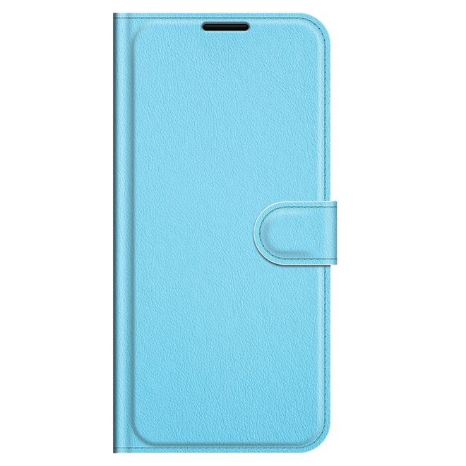 TCL 20 Pro 5G Handy Hülle - Litchi Leder Bookcover Series - blau