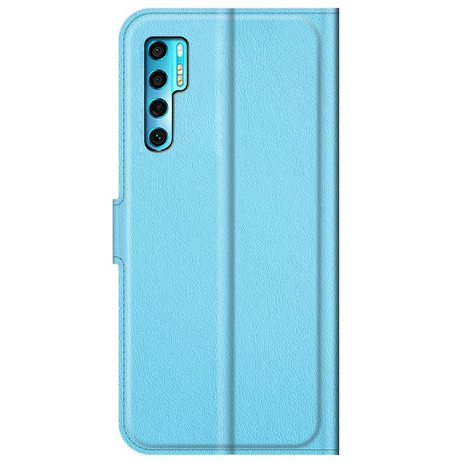 TCL 20 Pro 5G Handy Hülle - Litchi Leder Bookcover Series - blau