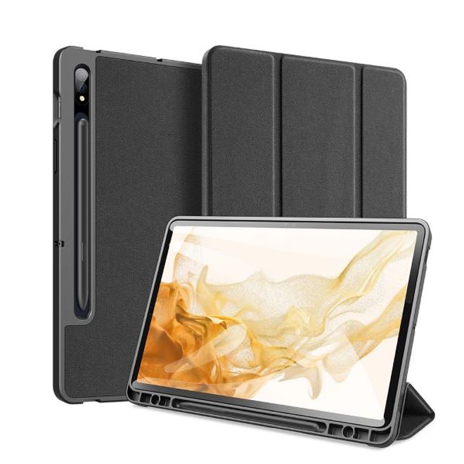 Dux Ducis - Samsung Galaxy Tab S8 / Galaxy Tab S7 Hülle - Leder Smart Flip Case - Domo Series - schwarz