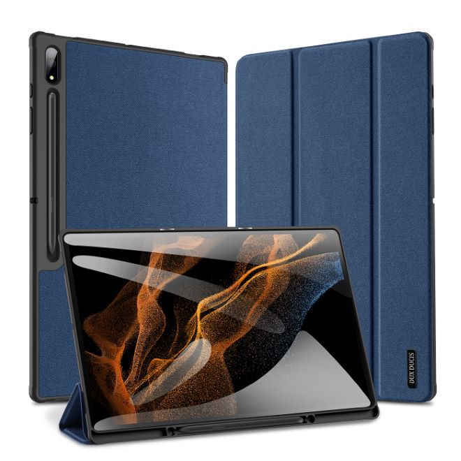 Dux Ducis - Samsung Galaxy Tab S8 Ultra Hülle - Leder Smart Flip Case - Domo Series - blau