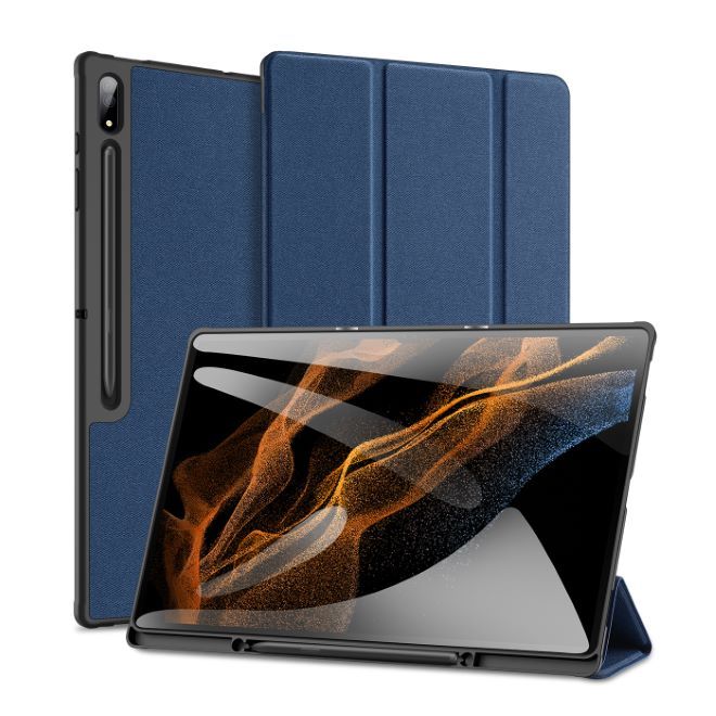 Dux Ducis - Samsung Galaxy Tab S8 Ultra Hülle - Leder Smart Flip Case - Domo Series - blau