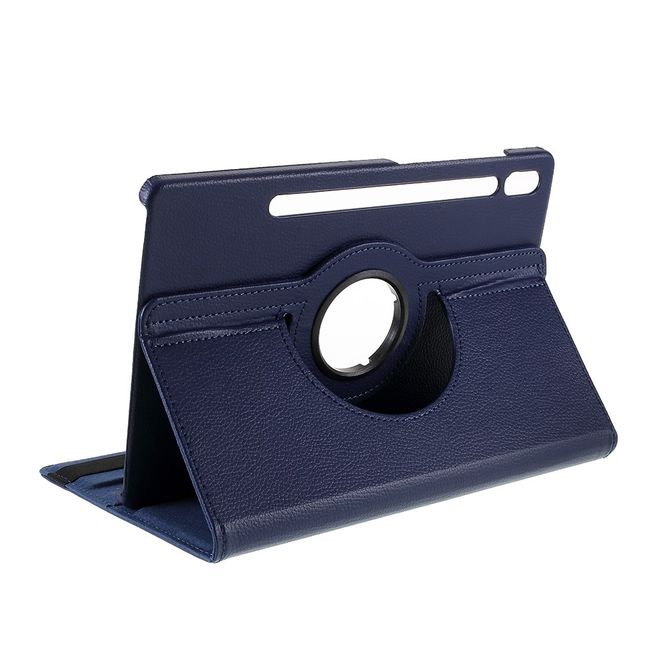 Samsung Galaxy Tab S8+ Hülle - 360° rotierbares Case aus Leder - dunkelblau