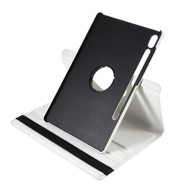 Samsung Galaxy Tab S8 Hülle - 360° rotierbares Case aus Leder - weiss