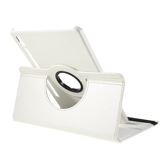 Samsung Galaxy Tab S8 Hülle - 360° rotierbares Case aus Leder - weiss