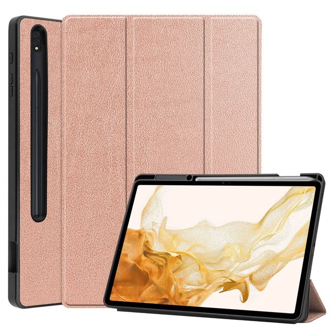 Samsung Galaxy Tab S8+ Leder Hülle - dreifach faltbar - rosegold