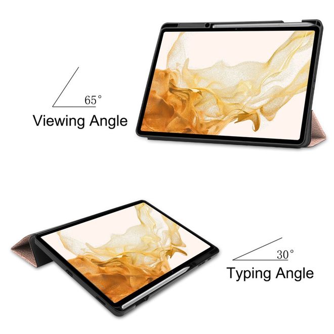 Samsung Galaxy Tab S8+ Leder Hülle - dreifach faltbar - rosegold