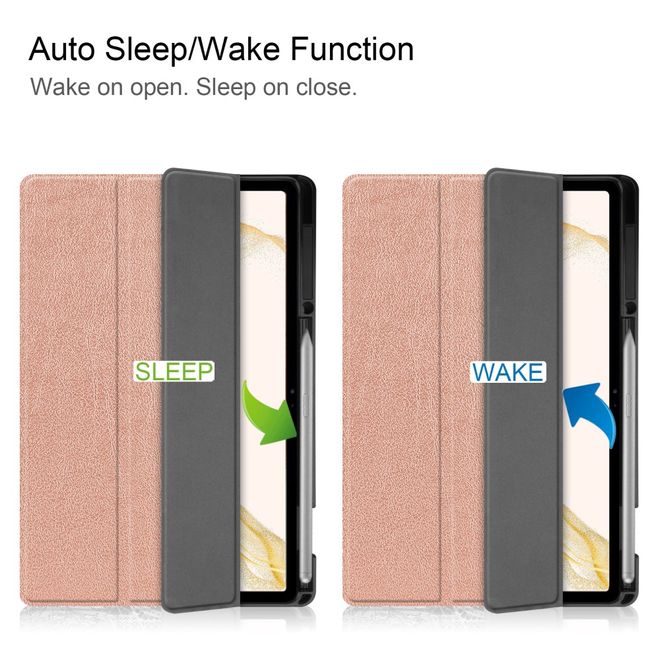 Samsung Galaxy Tab S8+ Leder Hülle - dreifach faltbar - rosegold