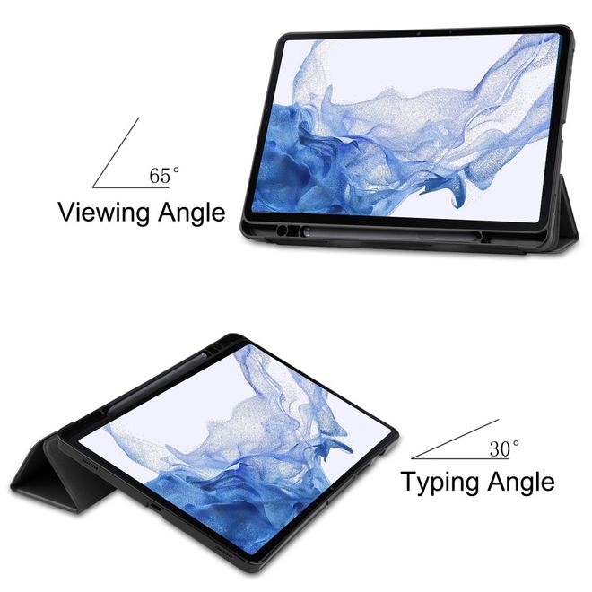 Samsung Galaxy Tab S8 Leder Hülle - dreifach faltbar - schwarz