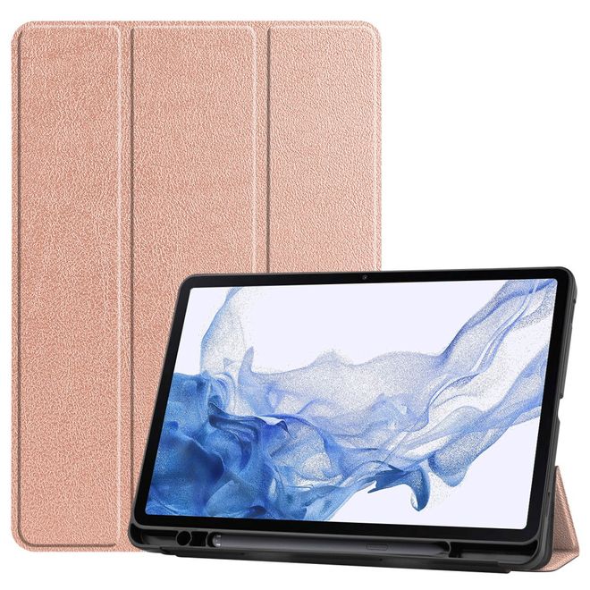 Samsung Galaxy Tab S8 Leder Hülle - dreifach faltbar - rosegold