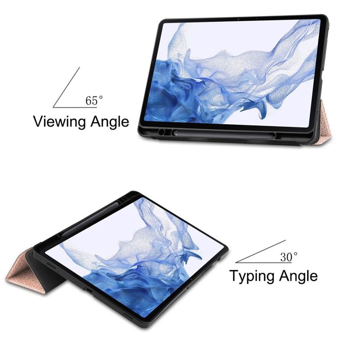 Samsung Galaxy Tab S8 Leder Hülle - dreifach faltbar - rosegold
