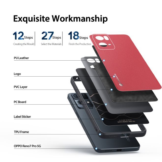 Dux Ducis - Oppo Reno7 Pro 5G Hülle - Schickes Hardcase - Fino Series - rot