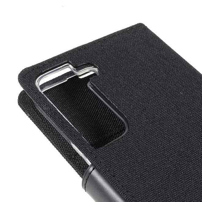 Goospery - Samsung Galaxy S22+ Hülle - Bookcover - Canvas Diary Series - schwarz