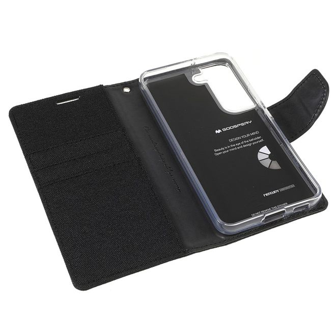 Goospery - Samsung Galaxy S22+ Hülle - Bookcover - Canvas Diary Series - schwarz