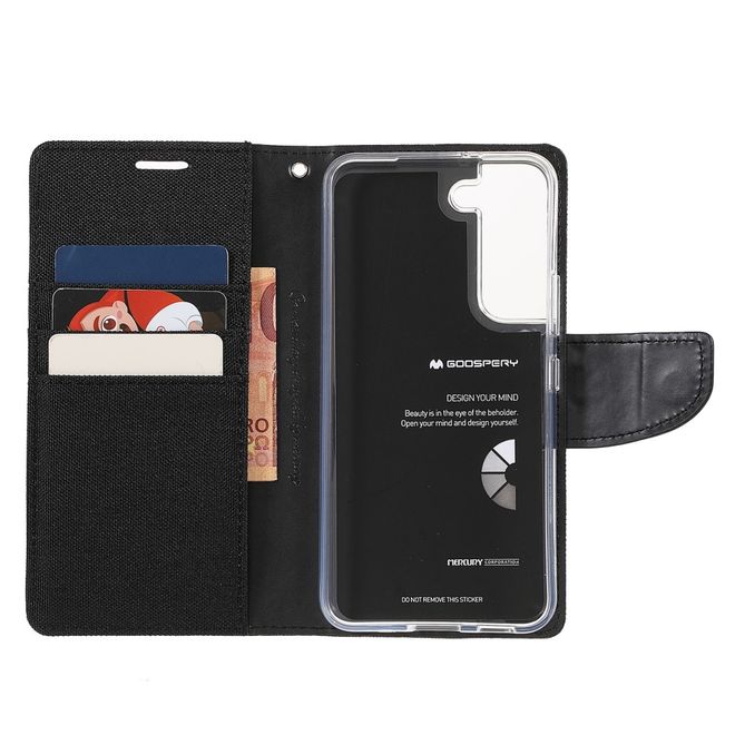 Goospery - Samsung Galaxy S22+ Hülle - Bookcover - Canvas Diary Series - schwarz
