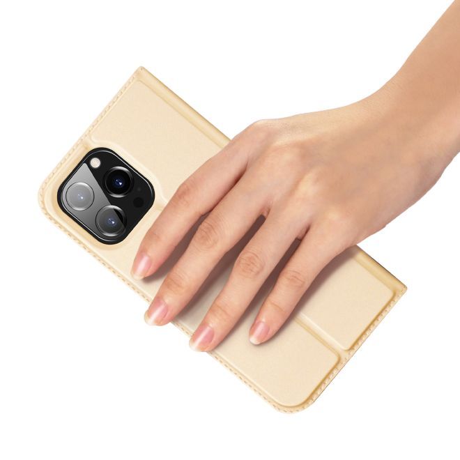 Dux Ducis - iPhone 14 Pro Max Hülle - Handy Bookcover - Skin Pro Series - gold