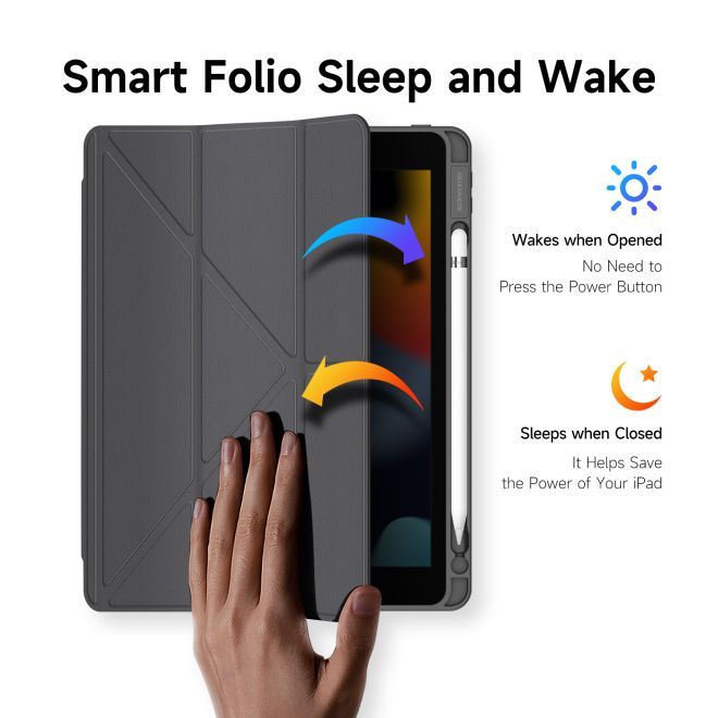 Dux Ducis - iPad 10.2 (2021 / 2020 / 2019) Hülle - Leder Bookcover - Magi Series - grau